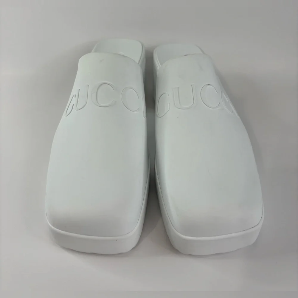 Gucci Women's White Platform Rubber Mules - Picture 3 of 10